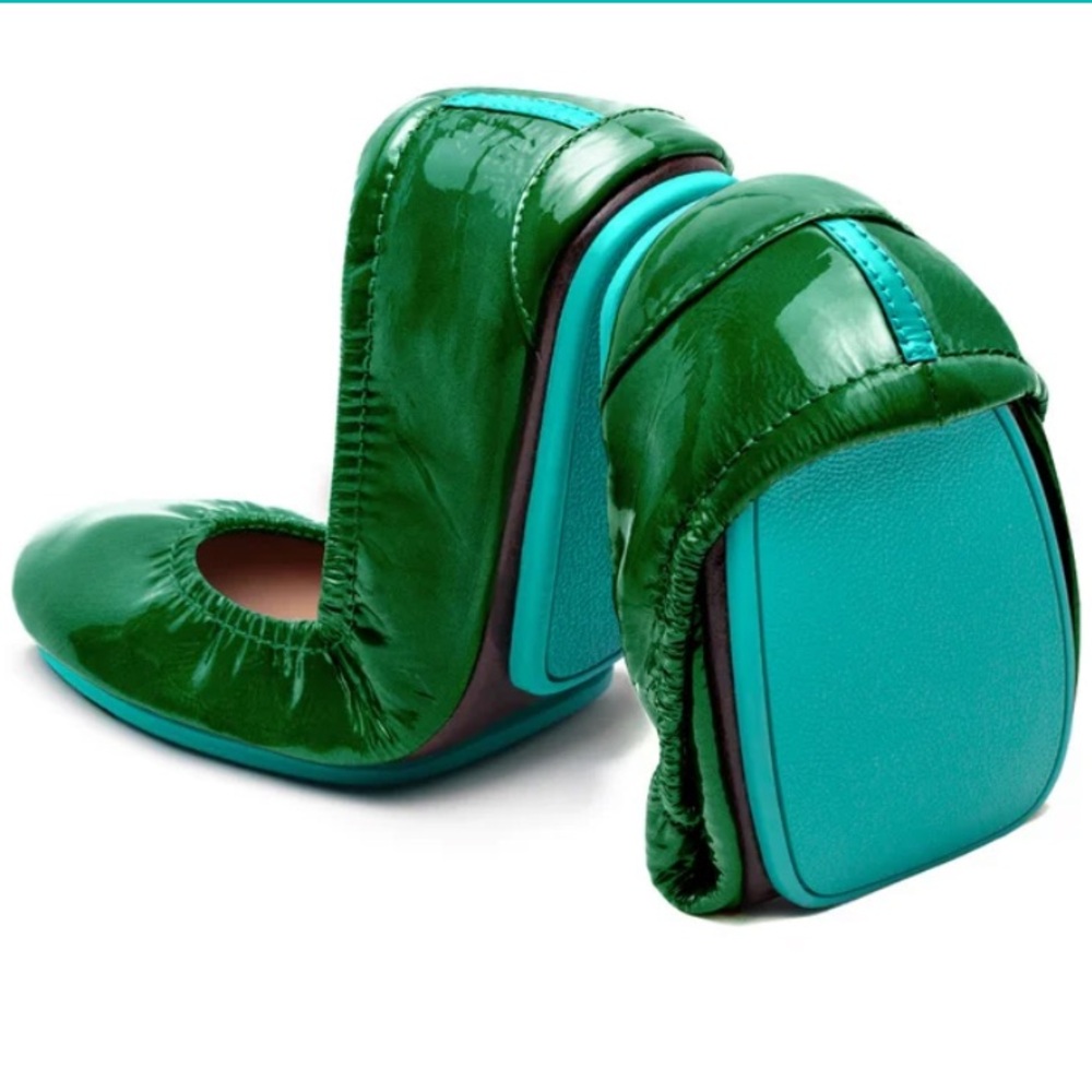 Tieks Emerald Patent Leather Ballet Ballerina Flats Slip On Shoes Womens 8 Green